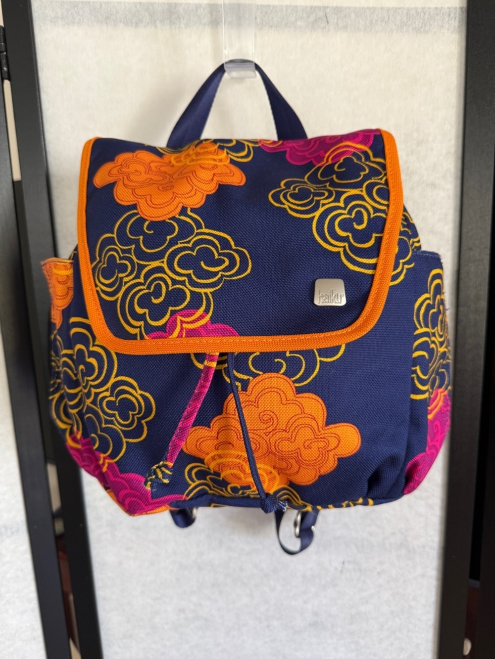 Haiku Mini Backpack Navy Orange Cloud Print Travel Festival Bag